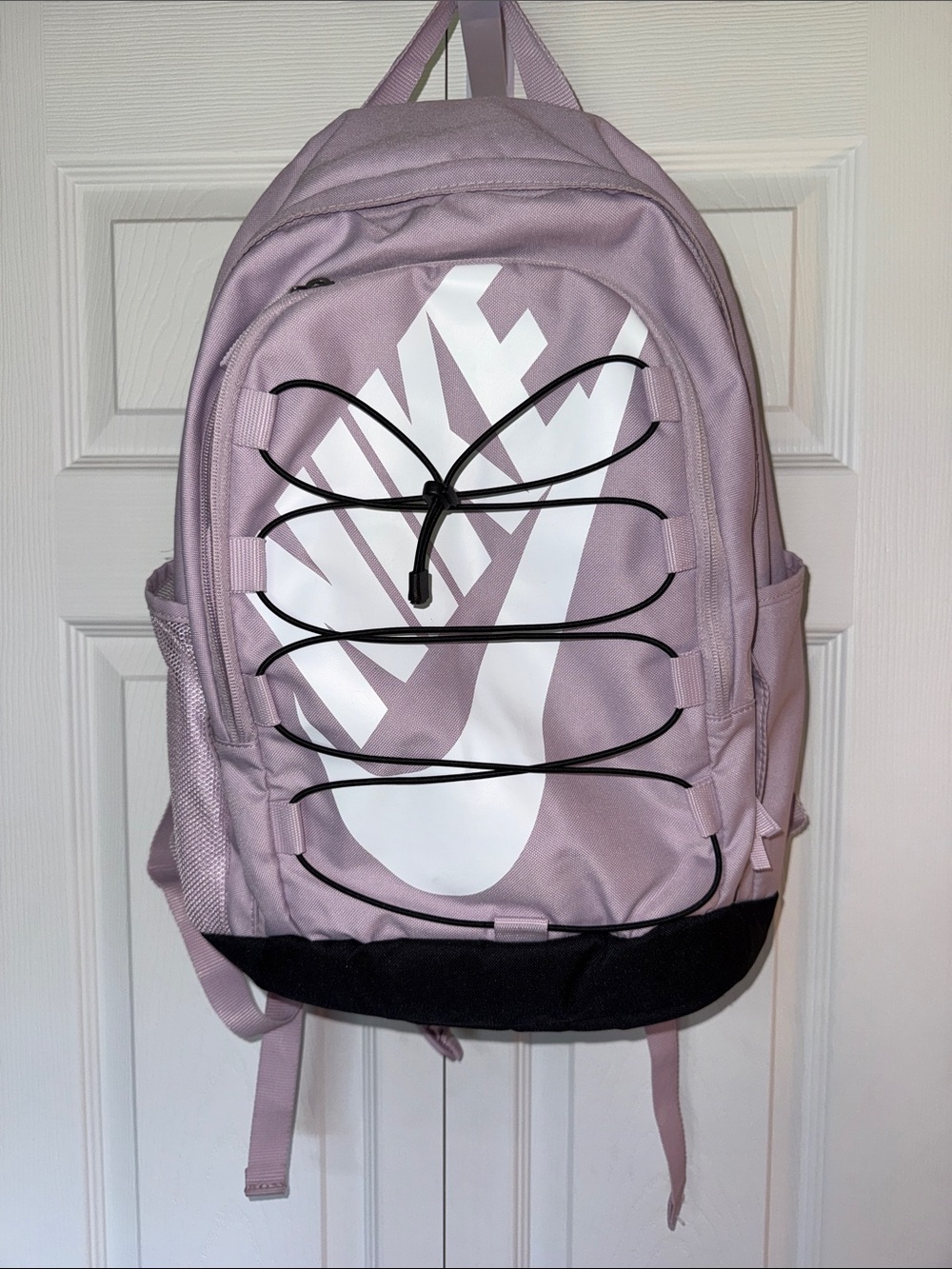 Nike Lilac Pink Backpack with White Logo and Black Accents